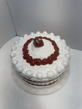 Hand Painted Strawberry Shortcake Serving Plate With Covering Lid