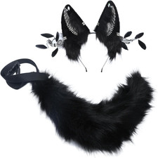 Wolf Ear Headband and Tail Set Fluffy Plush Wolf Cosplay Costumes