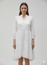 JOE BROWNS PERFECTLY PRETTY WHITE TUNIC MANDARIN COLLAR SUMMER DRESS SIZES 8-18