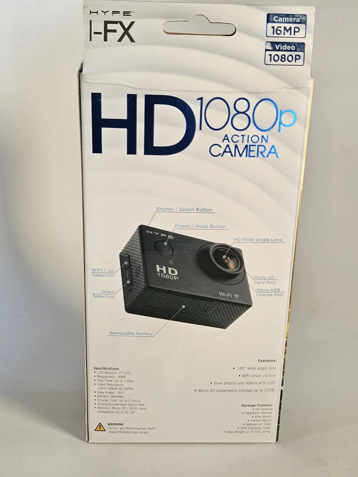 Hype I-FX HD 1080p Action Camera - 16MP Photos And Videos, Open Box Never Used - Image 4 of 4