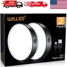 LED Puck Lights - Rechargeable Dimmable Touch Lighting for Any Space, 2 Pack