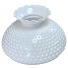Vintage Hurricane Lamp Shade Hobnail Milk Glass Crimped Edge 10 Inch Fitter