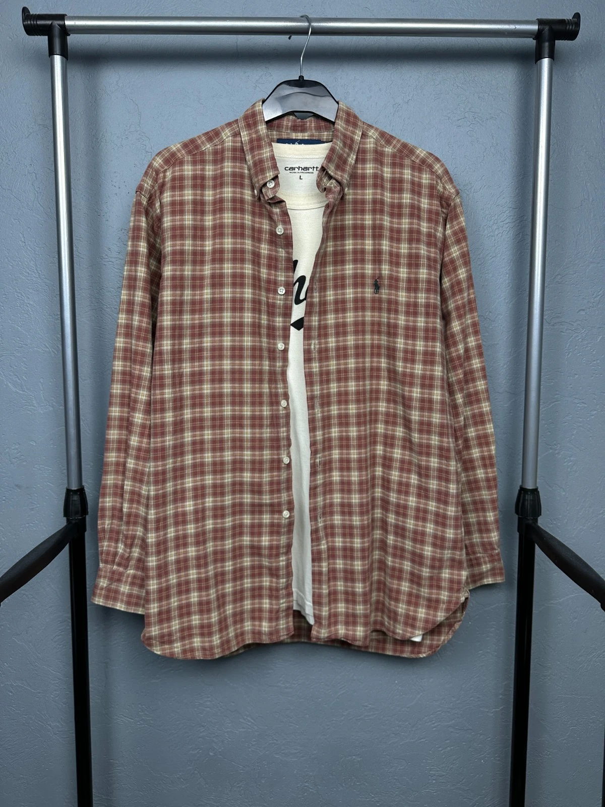 Polo Ralph Lauren Vintage Mens Plaid Long Sleeve Shirt Size M