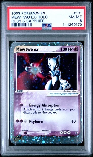 2003 POKEMON EX RUBY & SAPPHIRE #101 MEWTWO EX-HOLO PSA 8