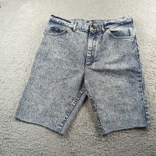 VTG 80s Lee Jean Shorts Mens 36 Fit 33 Blue Denim Acid Wash Cut Jorts USA Made