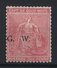 Griqualand West 1877 1d ovpt G.W. sg2 v lightly used (or mint no gum) cat £130
