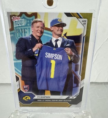 2026 Topps Now Ty Simpson-TSIM-NFL Draft Rookie Card(RC) Gold Foil /50-LA Rams
