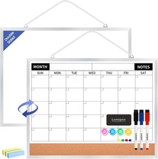 Monthly Calendar Dry Erase Board for Wall, 16"x12" Double-Sided Magnetic Calenda
