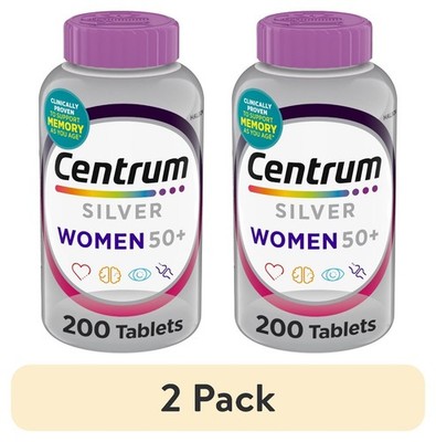 (2 pack) Silver Womens 50 Plus Multivitamin With Vitamin B, C, D3 & E, 200 Count