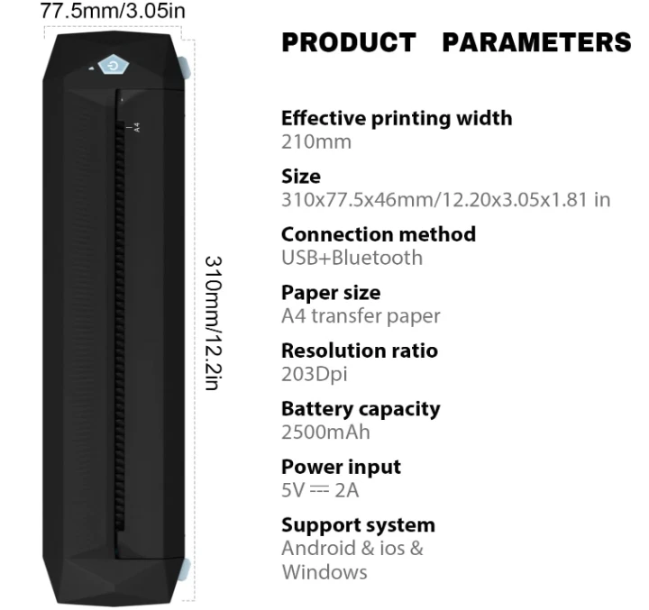 Impresora térmica inalámbrica para plantas de tatuaje con Bluetooth o USB. Foto 4 de 4