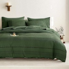 - Boho Comforter Set, Farmhouse Bohemian Western Aztec Full Dark Olive Green