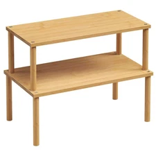 VERTORGAN Cabinet Organizer Shelf(Set of 2),Kitchen Counter Shelves,Bamboo Stack