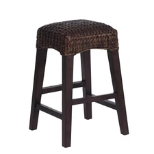 CSL1101C Maui 25.5" Rustic Bohemian Hyacinth/Wood Backless Counter Stool for ...