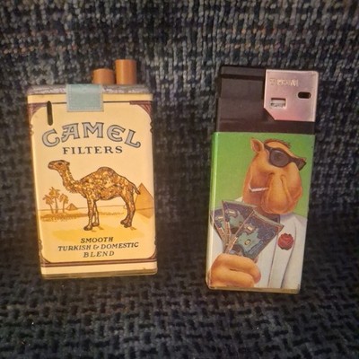 Two Vintage Camel Lighters One Camel Turkish Blend Pack And One Joe Cool