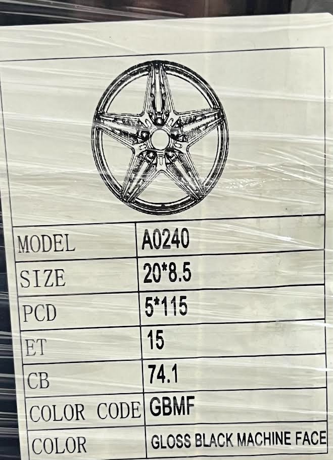 RUCCI BLACK LABEL BOLT PATTERN 5X115 SIZE 20X8.5 FITS DODGE