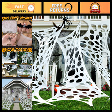 1360 Sqft Cuttable Stretchy Spider Web Halloween Decor - Creepy Beef Netting