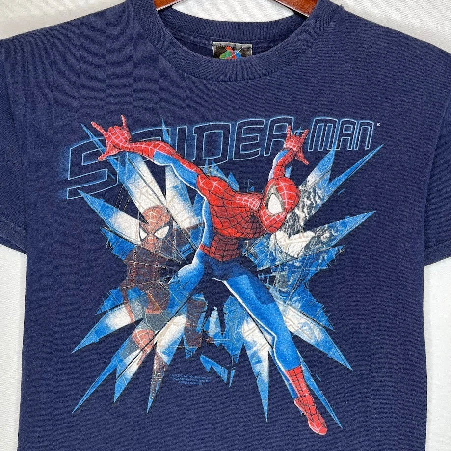 Vintage Spider-Man Youth S Navy Graphic T-Shirt Marvel Comic Tee - Image 2 of 4