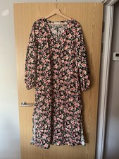 ASOS Design Women’s Pink & Black Floral Long Dress Size 16 VGC