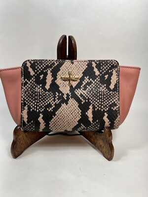 Pour la Victoire pink small crossbody Elie Chain Strap Snake Pattern Leather NEW