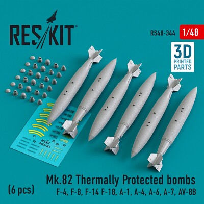 Mk.82 thermisch geschützte Bomben 6 Stück Maßstab 1:48 ResKit RS48-0344 - für...