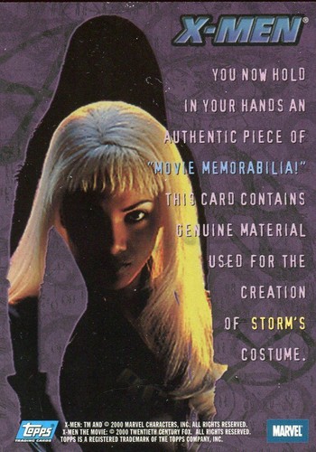 X-Men The Movie Storm's Costume Card Topps 2000 - Picture 2 of 2