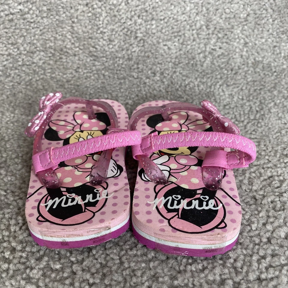 Minnie Mouse Sandal Flip Flops Disney Summer Shoes Toddler Size S (5/6) - Image 4 of 4