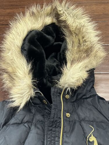 Baby Phat Girlz Black Puffer Jacket Winter Coat Removable Fur Hood Girls Size S - Picture 3 of 9