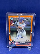CHARCER BURKS 2018 BOWMAN CHROME 1ST ORANGE REFRACTOR AUTO PROSPECT #D 8/25