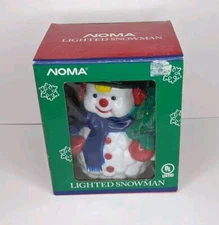 NOMA Light Up Snowman Blow Mold Hard Plastic Tabletop Christmas Decoration
