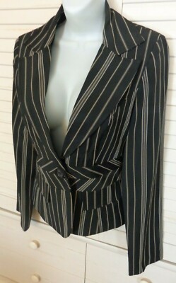 XOXO Beautiful Black & Tan Striped Lined Jacket Sz Juniors M