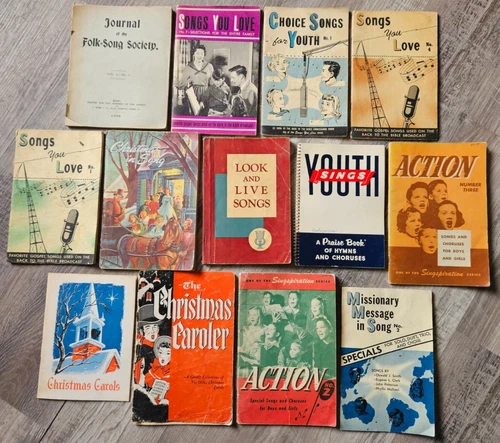 13 Song Books Songs You Love, Youth, Choir, Gospel Music 1950s & 60s Vintage