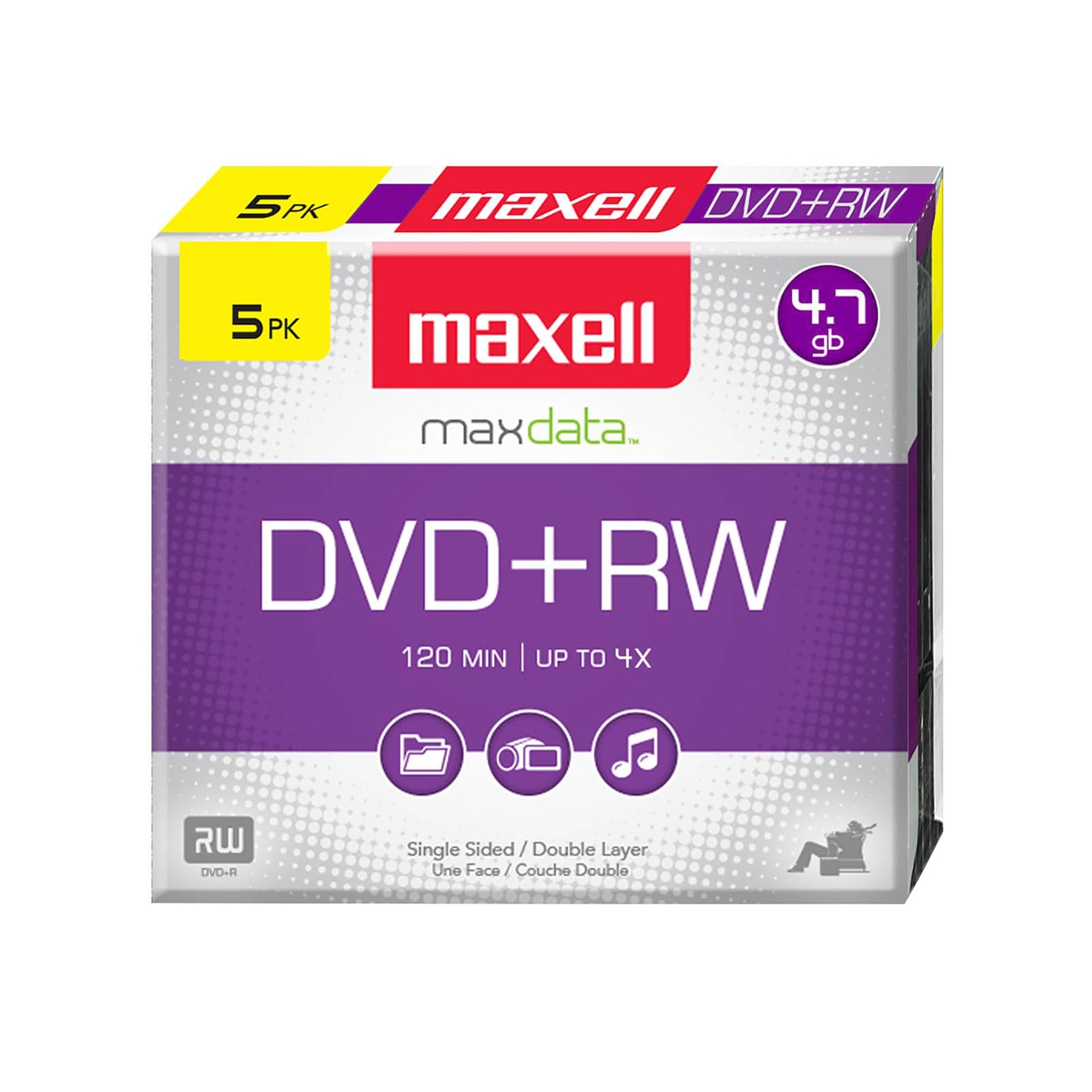Maxell 634045 DVD-RW Blank Disc - Rewritable 4.7 Gb with Slim Jewel Case 120m...