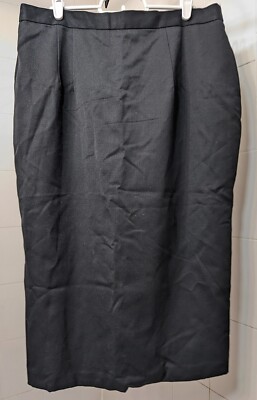 Vintage AZAD Black Wool Midi Skirt Size 16