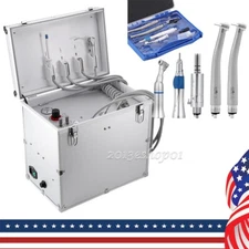 Portable Dental Mobile Delivery Unit Air Compressor Handhold Case+handpiece Kit