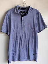 RODD GUNN Sports Fit Blue White Print Short Sleeve Golf Polo Shirt Size Medium