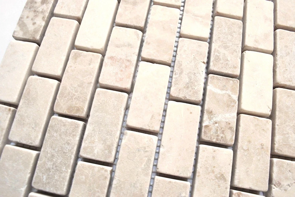 1x2 Botticino tombado mármore envelhecido mosaico azulejo backsplash parede cozinha banho - Imagem 2 de 3