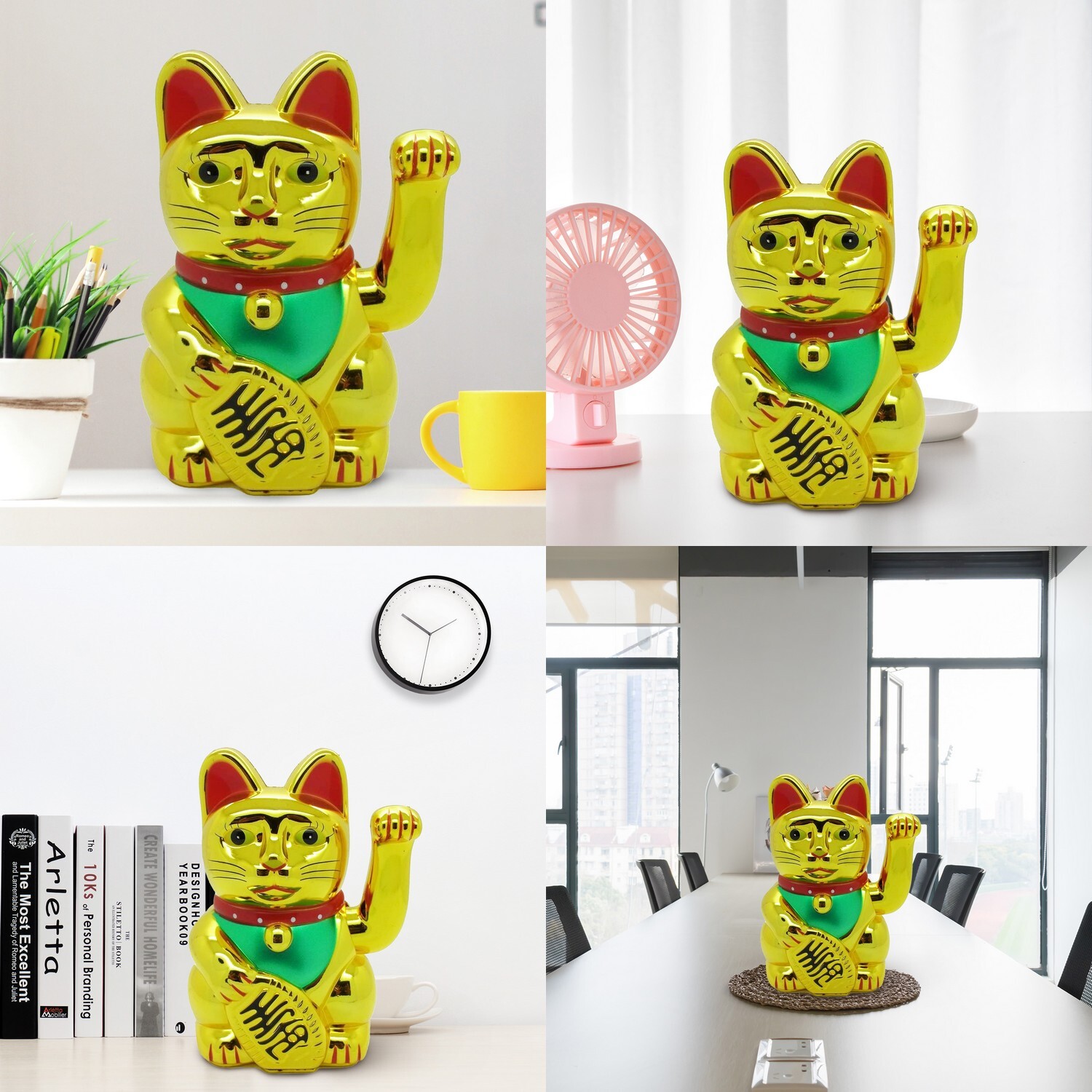Glückskatzen Schlüsselanhänger 2 Stück - Maneki Neko Mit Feng Shui Münzen