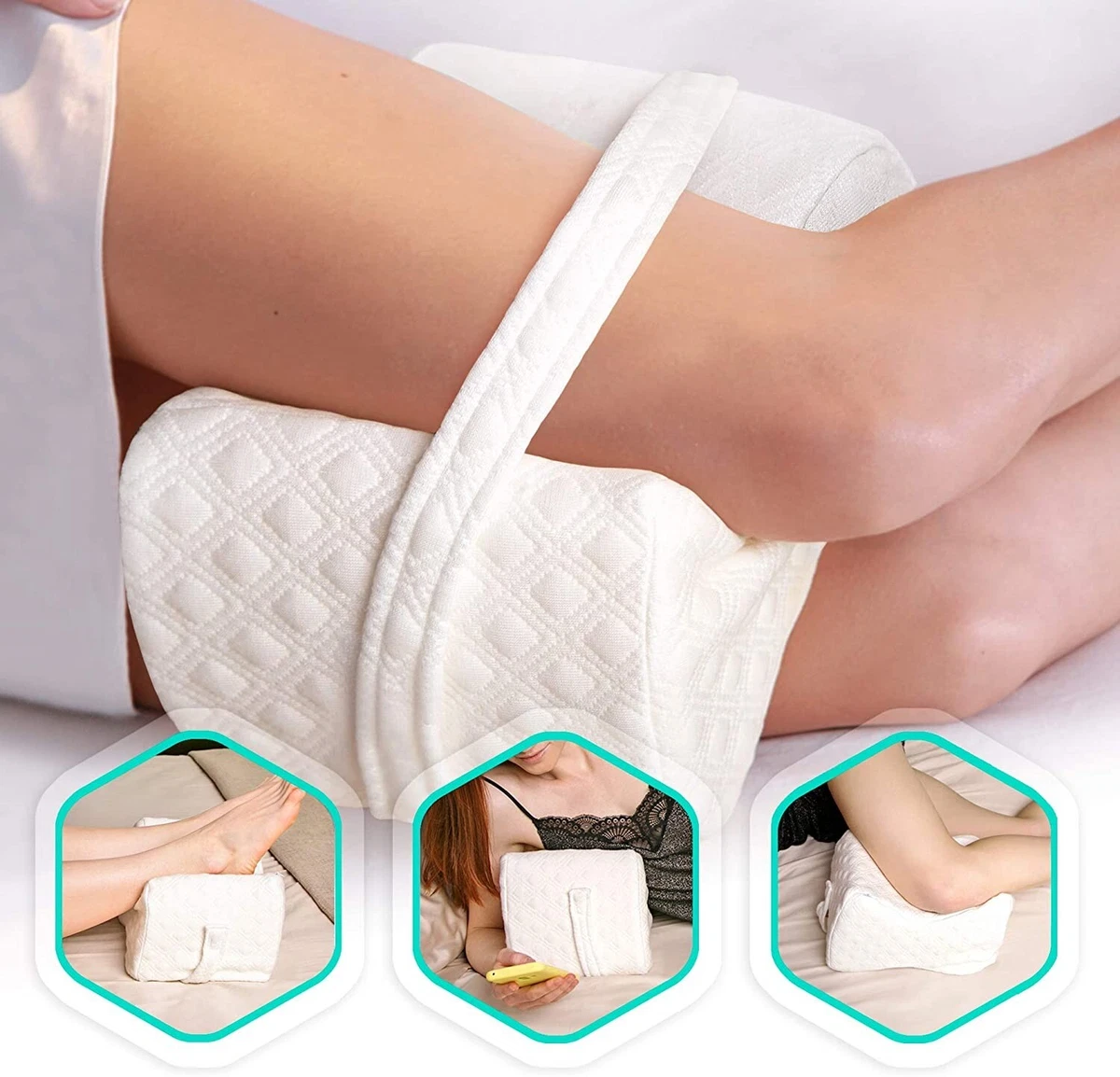 Knee Pillow for Side Sleepers -%100 Memory Foam Leg Pillow for