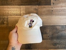 Minnie Mouse Strapback Hat Disneyland Resort Womens Cap Sewn White Pink Disney