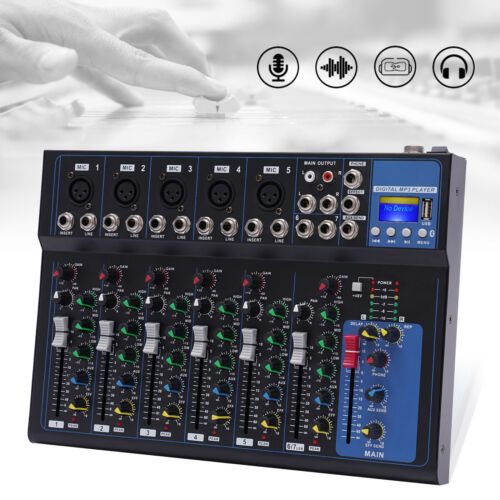 Portable 7-Channel Bluetooth Audio Mixer USB DJ Sound Mixing Console Board New - Picture 1 of 20