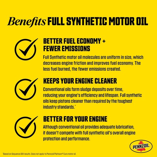 Pennzoil Platinum High Mileage Pełny syntetyczny olej silnikowy 10W-30 5 Quart - Zdjęcie 7 z 8