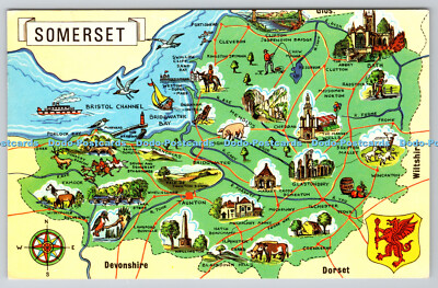 R745261 Somerset Devonshire Dorset Karte Foto Präzision limitiert internationale Farbe