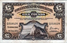 Gibraltar 5 Pounds 1971 Pick # 19b