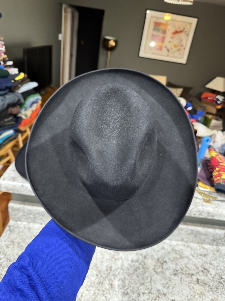 Vintage Borsalino Giorgio X Black Felt Beaver Fur Wide Brim
