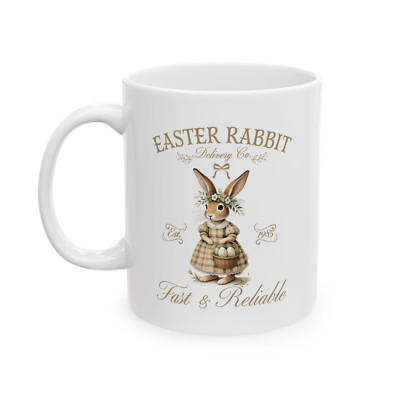 Easter Rabbit Mug Delivery Co Retro Vintage Elegant Spring Gift Coffee Tea Cup