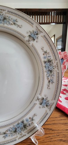 Elington Dinner Plates (pair) 10 1/4" Wade Porcelain White Blue Grey Platinum ! - Picture 9 of 14