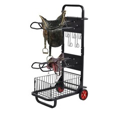 Freestanding Saddle Rack Stand Moveable Horse Tool Trolley Cart