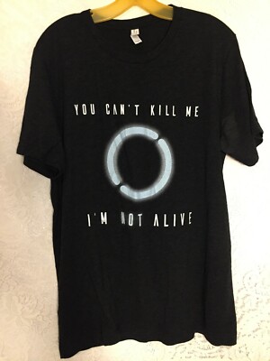Men's Black T-Shirt L Short Sleeve Graphic Tee You Can't Kill Me I'm Not Alive
