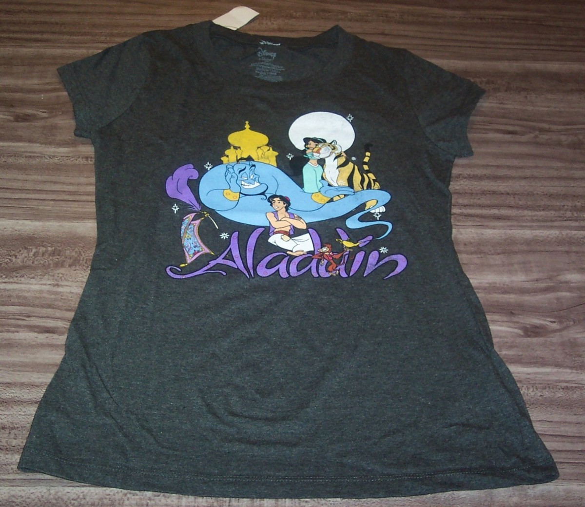 WOMEN'S TEEN Walt Disney ALADDIN Jasmine Genie Abu T-shirt MEDIUM