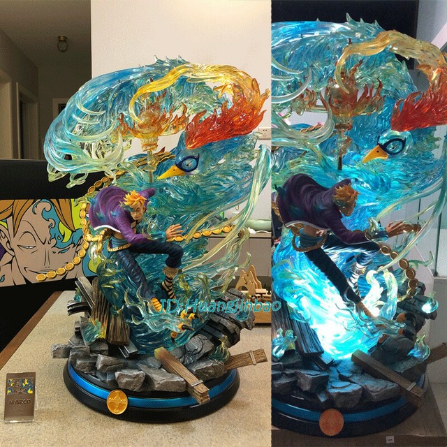 One Piece Phoenix Marco Statue Resin Model Painted Led Light Painted In
